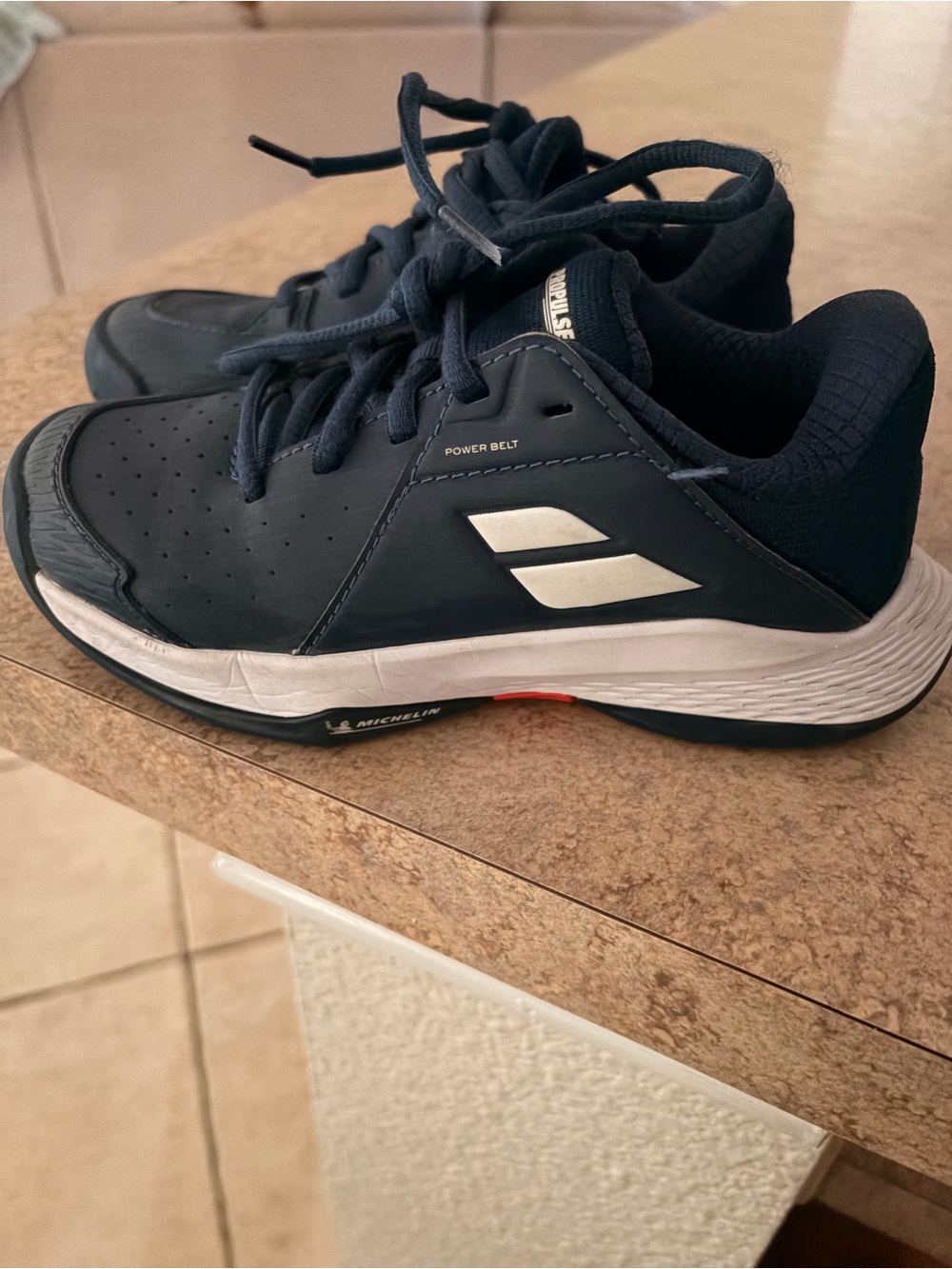 Kids Navy Blue Sneakers with White Accents - Power Belt Support